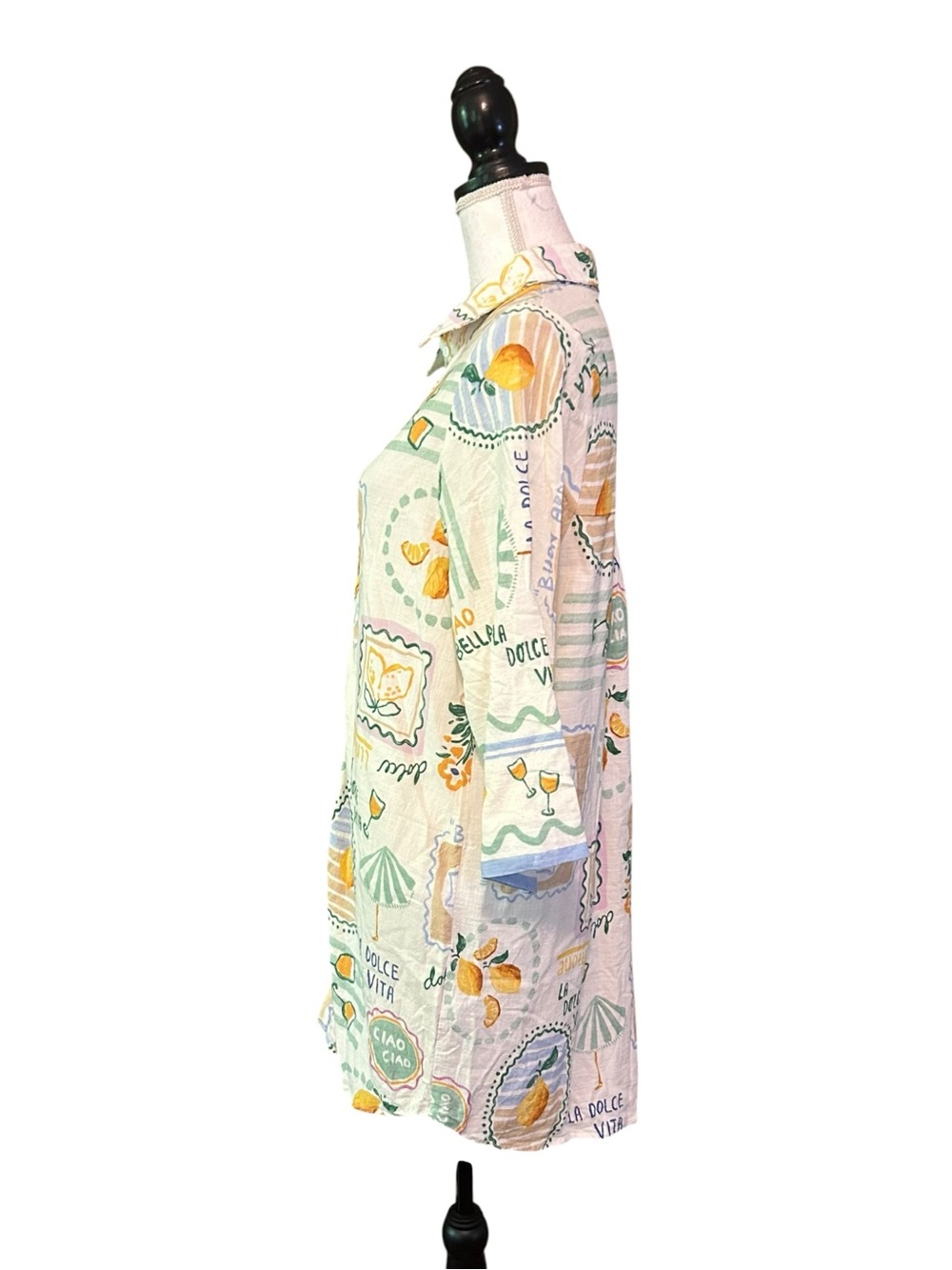 Label of Love Limone Border Cover-Up Shirt Dress - Long Sleeve Women’s SZ XL - Picture 5 of 9